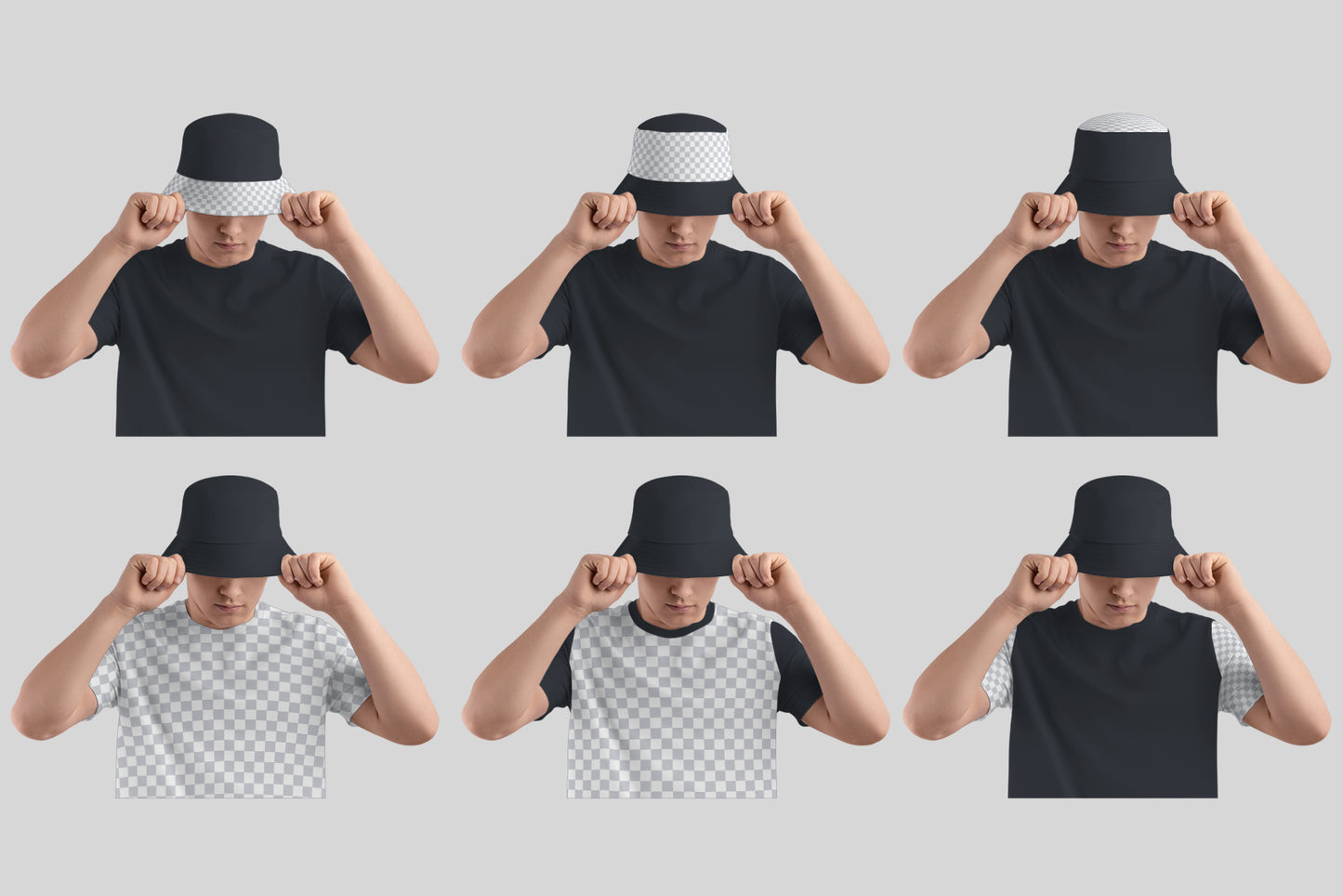 6 Mockups Bucket Hat and T-Shirt