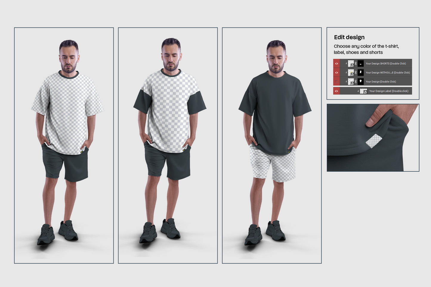 Mockups Oversize T-shirt and Shorts Kit