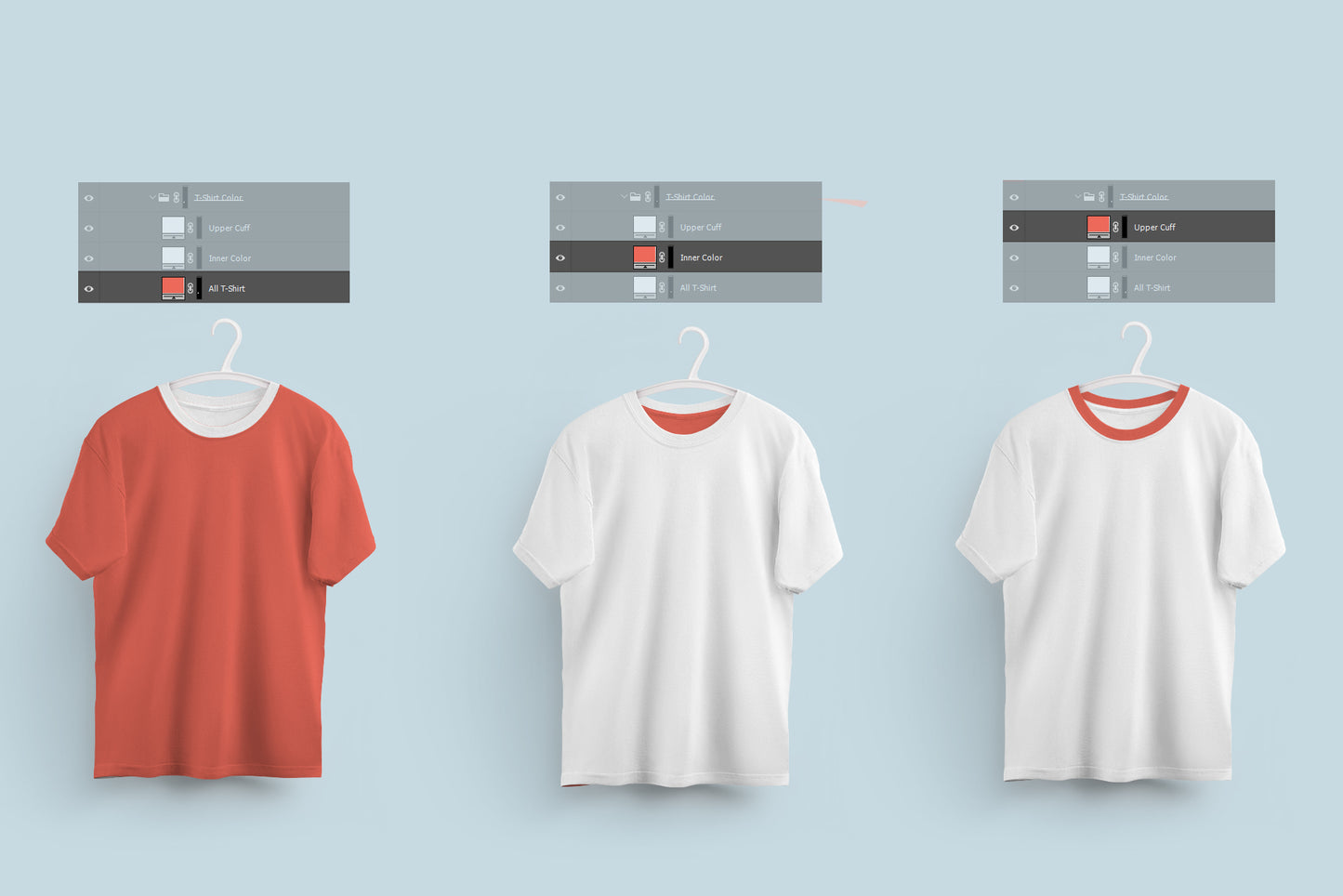 2 Mockups Oversized T-shirts On 6 Different Hangers