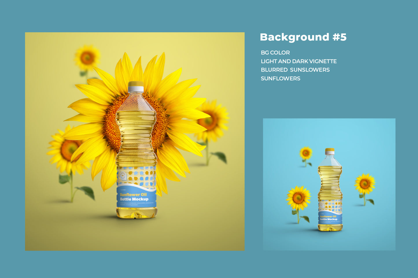 5 Mockups Plastic Sunflower Oil Bottles