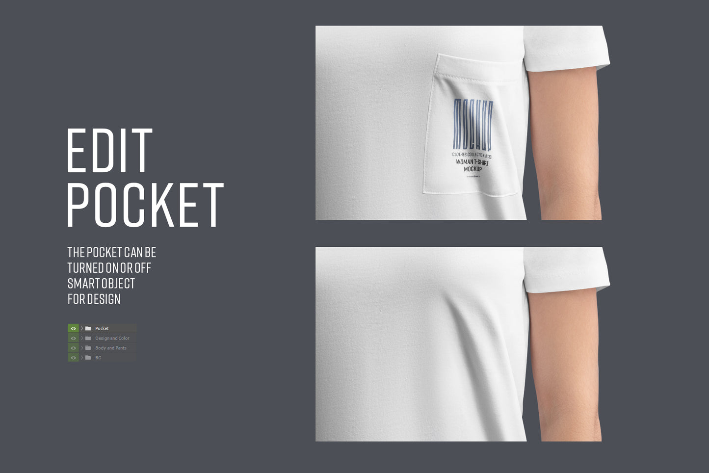 4 Mockup Woman V-Neck T-Shirt with a Chest Pocket. vol.02