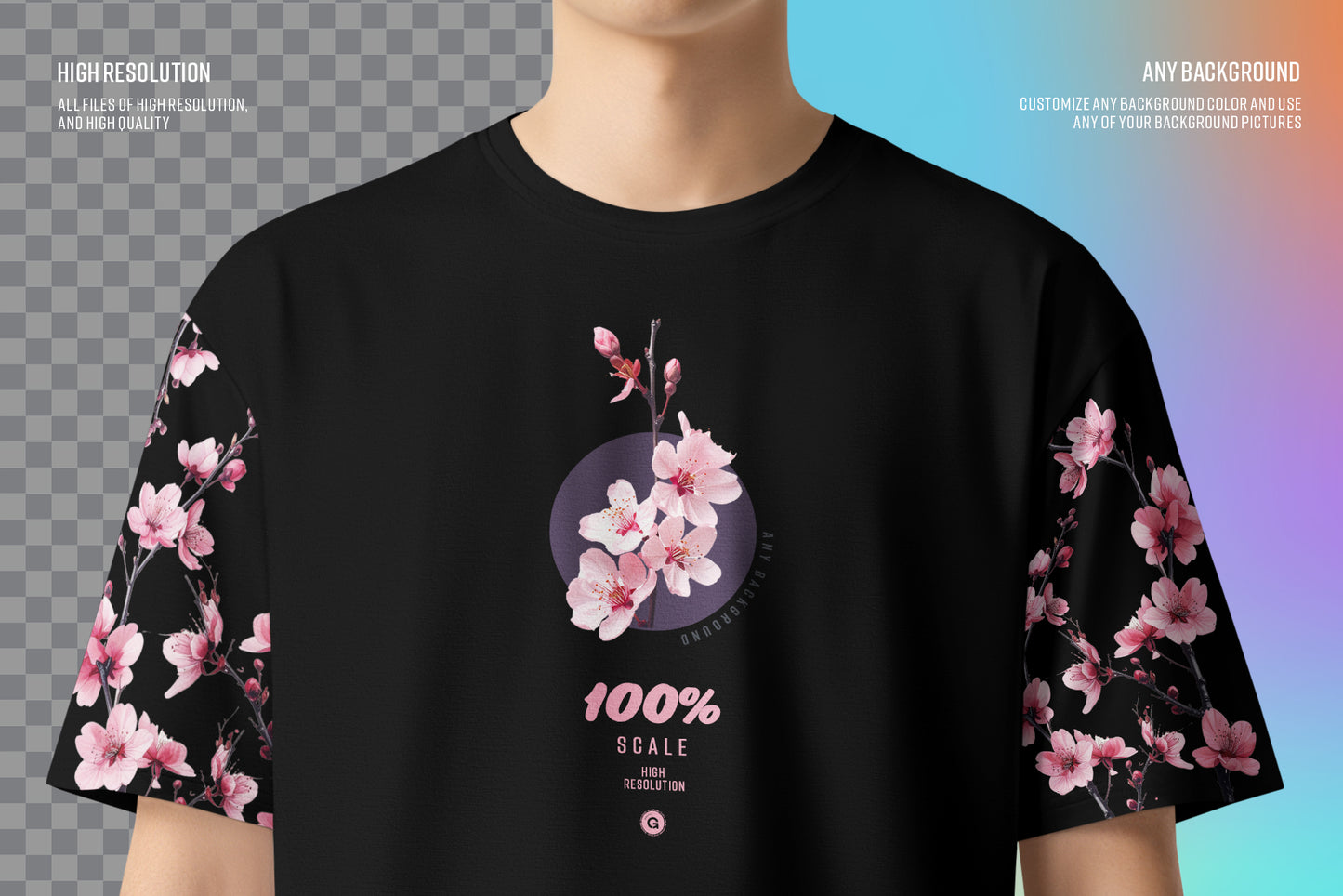 5 Oversized T-Shirt mockups on Asian Man. Vol.01. Generated AI
