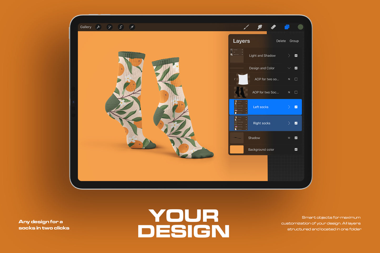 High Socks Mockup – Procreate Edition for iPad