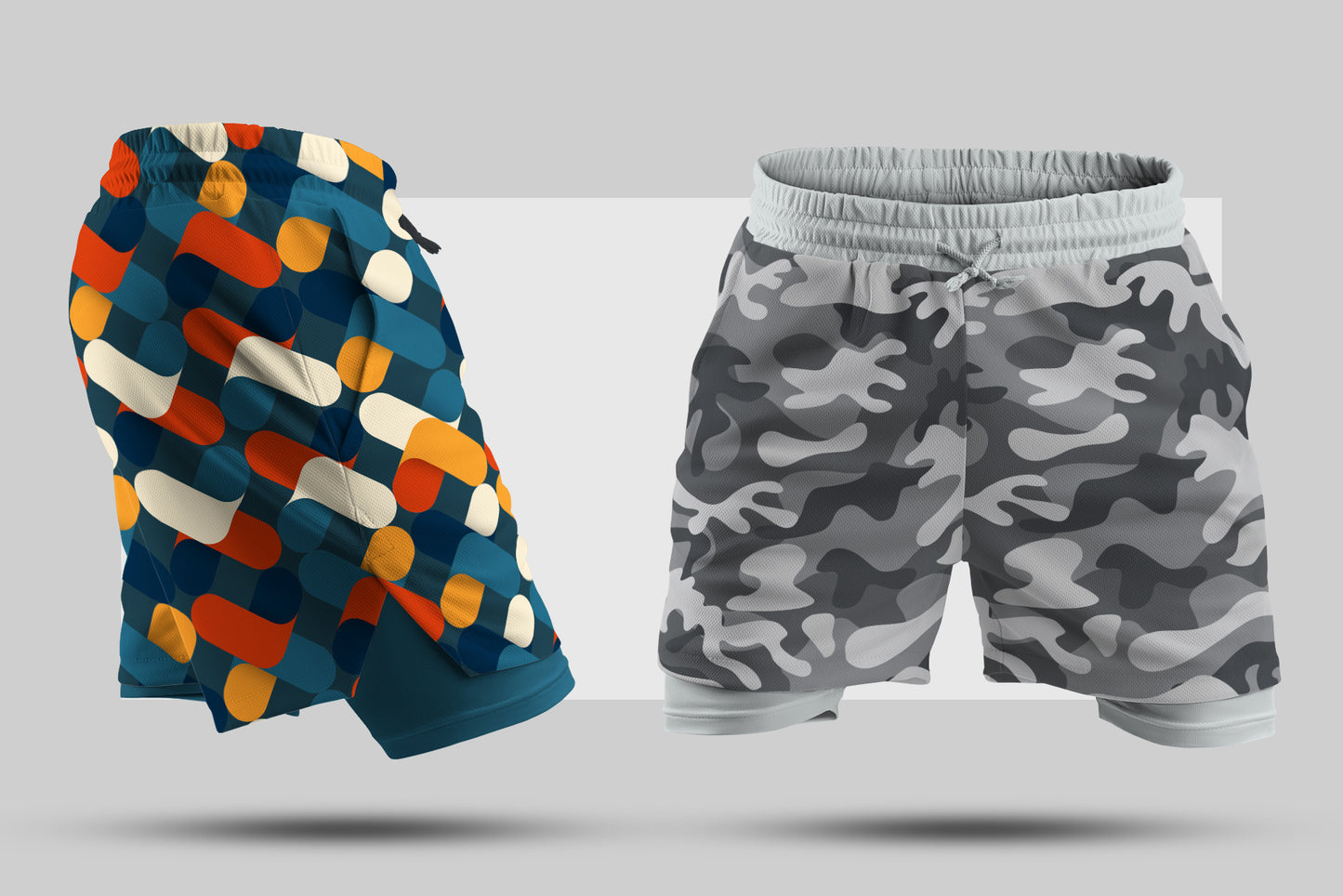 7 Men's 3D Mockups Shorts with Compression Liner