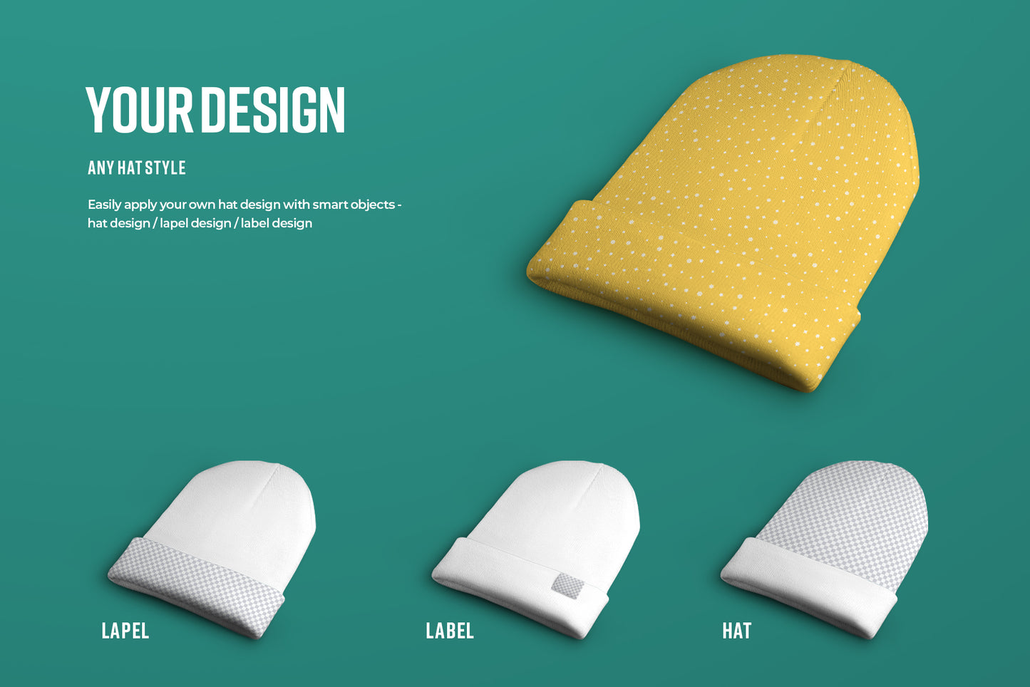 6 Mockups Winter Hat With Different Lapel
