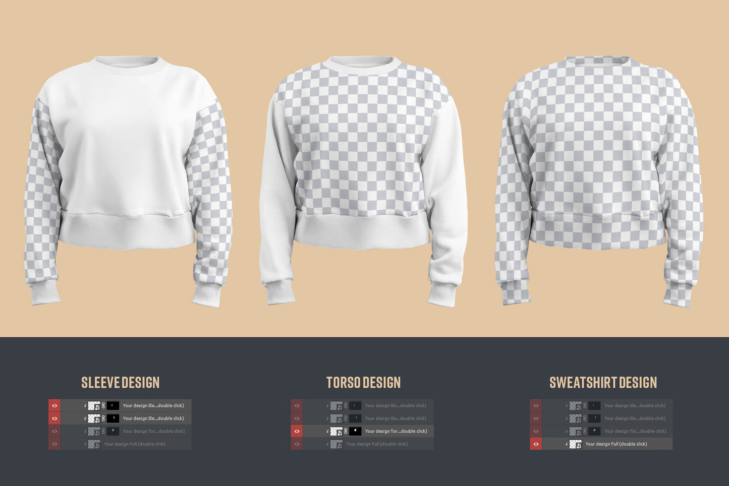 8 Mockups Crop Top Woman Sweatshirt in 3D Style
