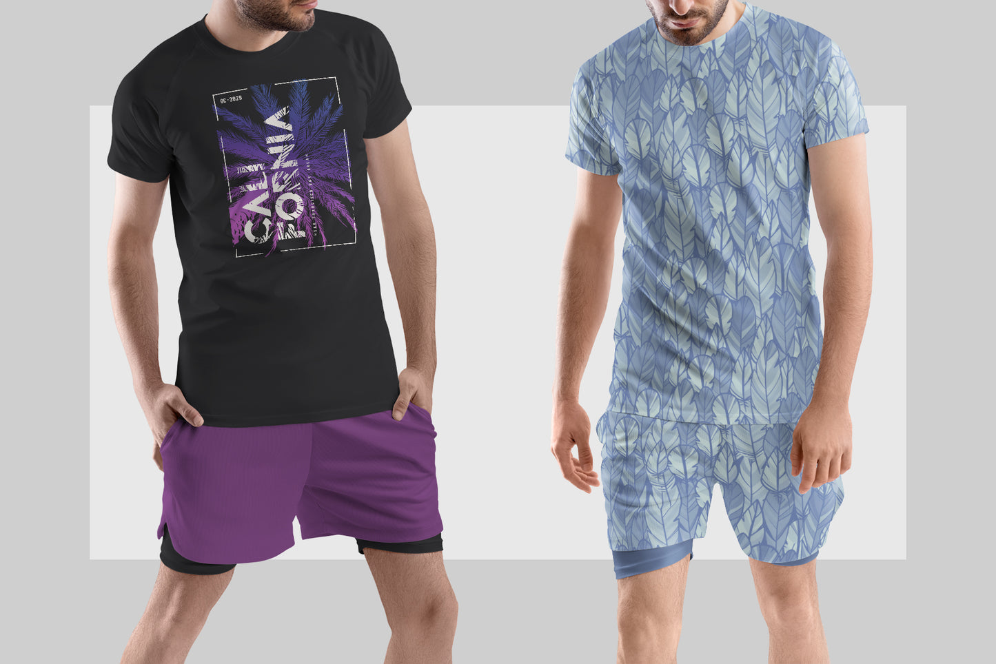 7 Men's Mockups T-Shirt and Shorts
