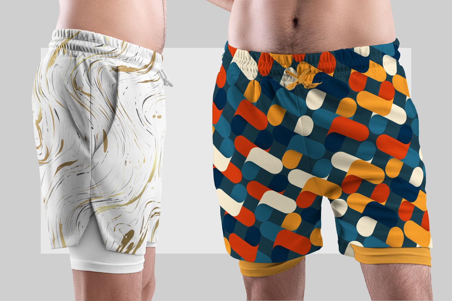 7 Men's Mockups Shorts with Compression Liner