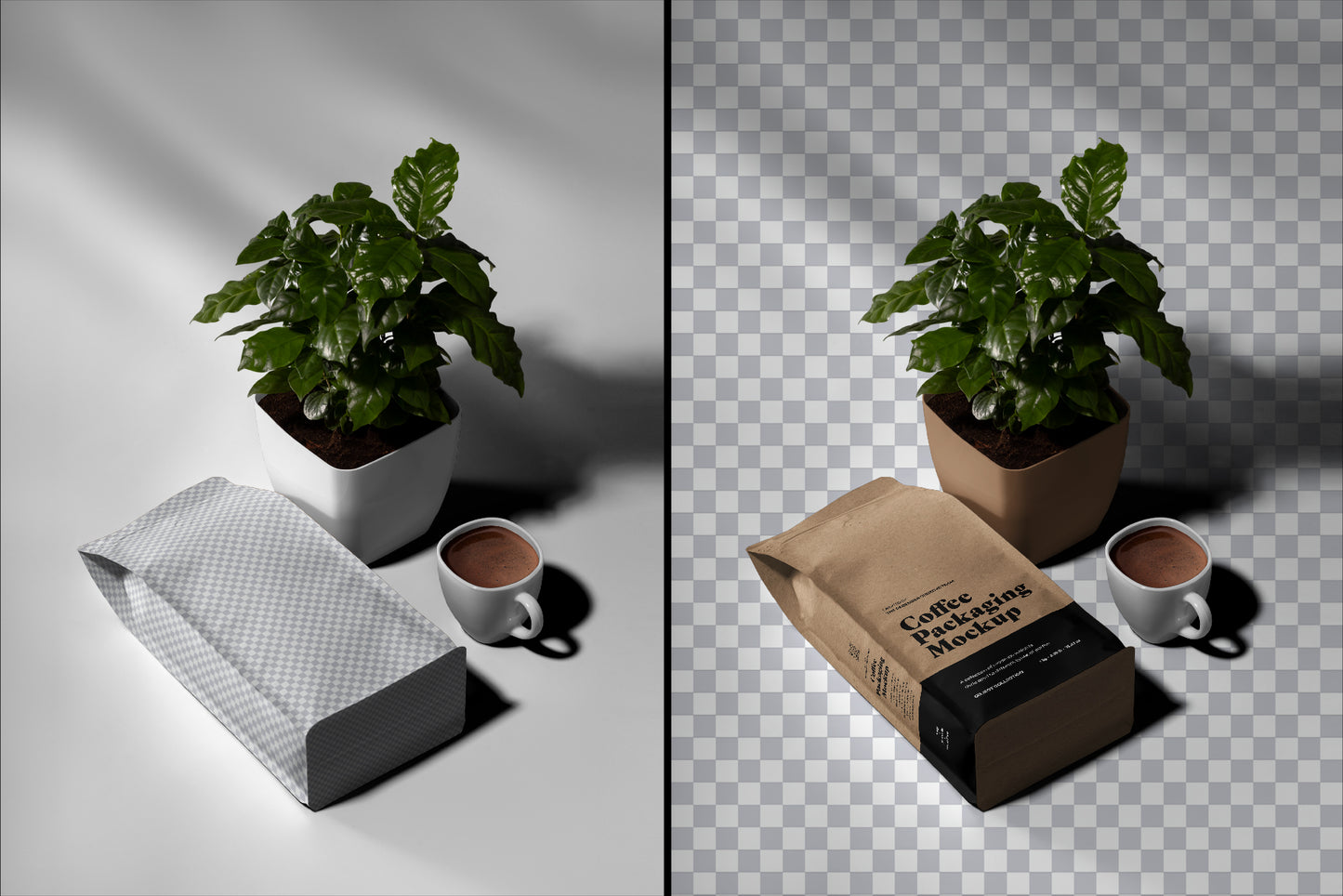 9 Coffee Packaging Mockups with Arabica Tree
