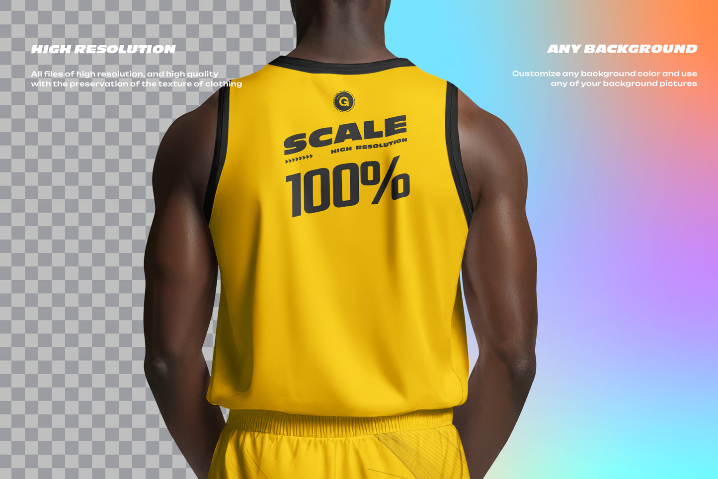 6 Basketball Jersey Mockups on a Dark-Skinned Model. Generated AI