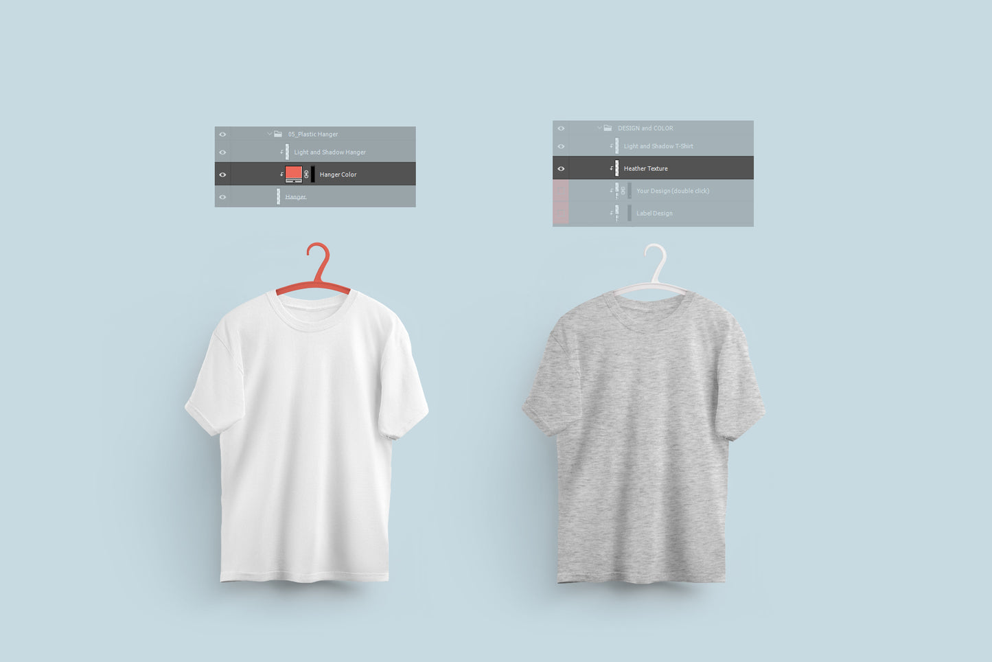 2 Mockups Oversized T-shirts On 6 Different Hangers