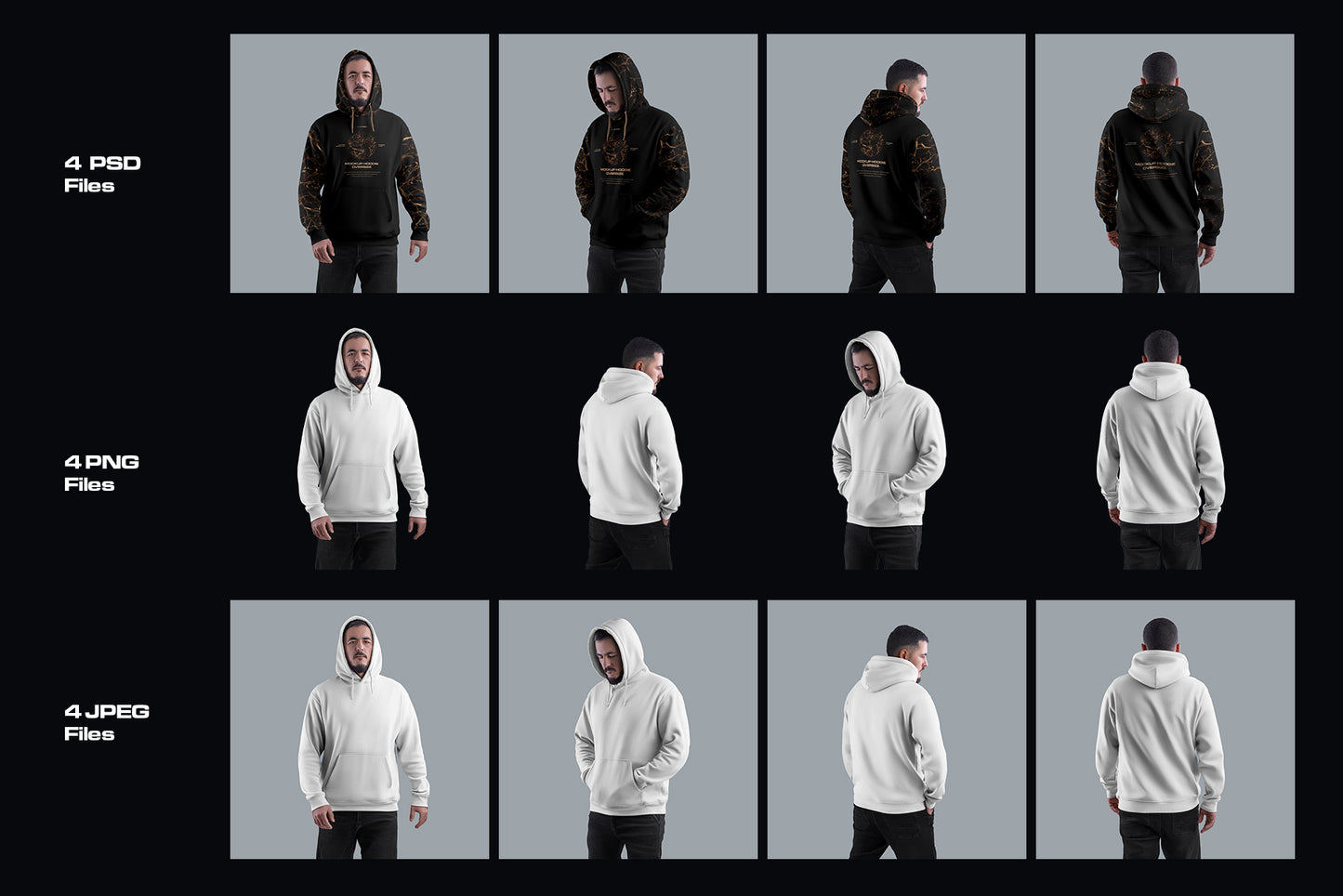 4 Mockups Oversize Hoodie. Front and Back