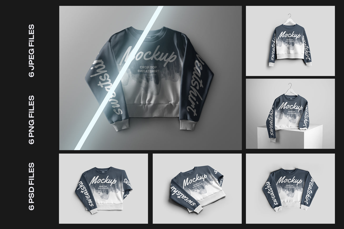 6 Mockups Crop Top Woman Sweatshirt