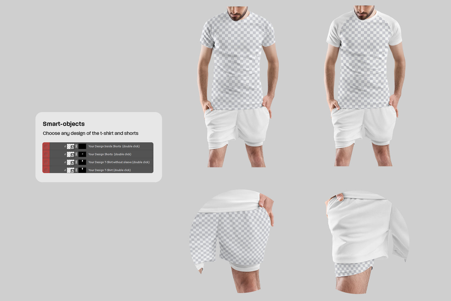 7 Men's Mockups T-Shirt and Shorts