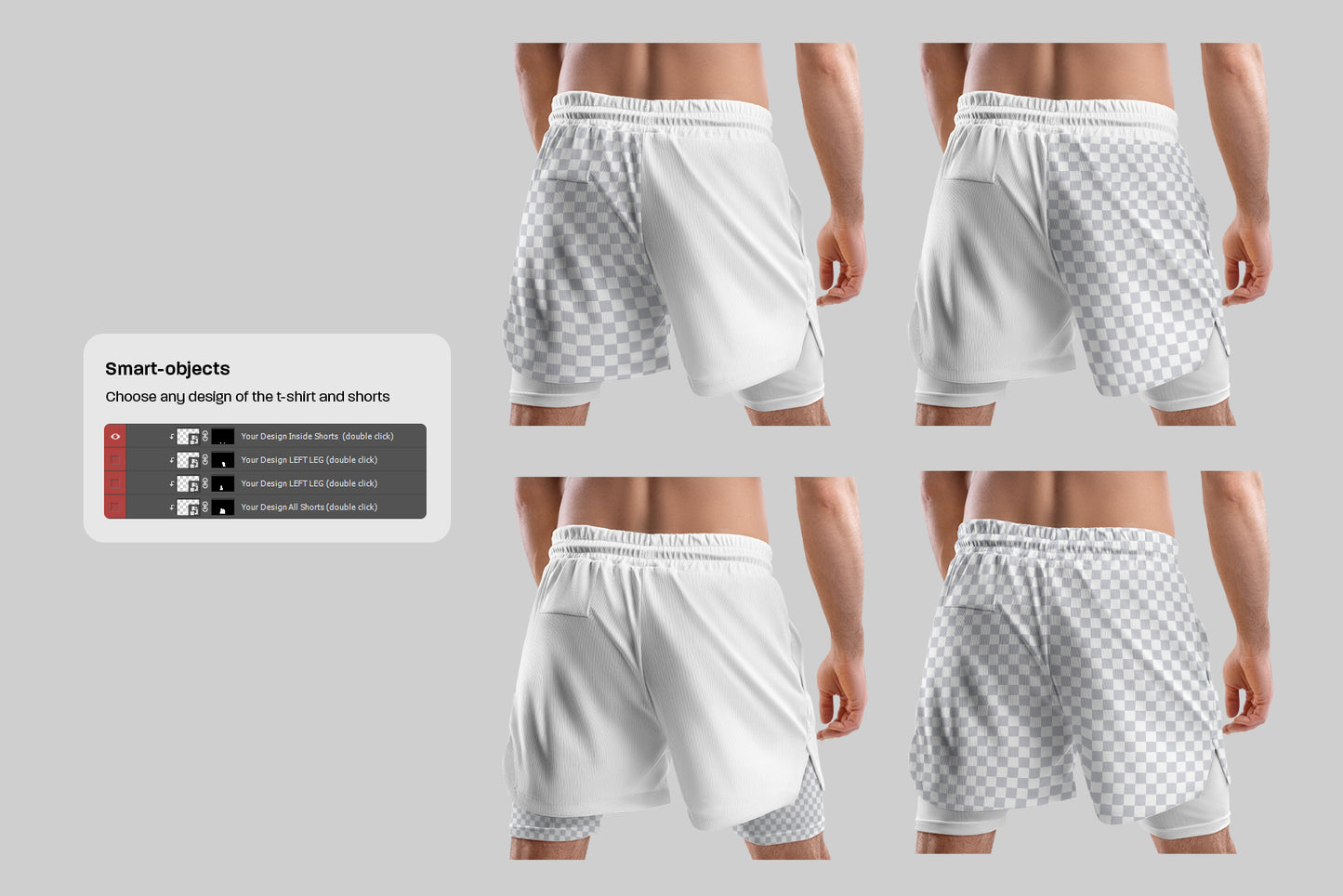 7 Men's Mockups Shorts with Compression Liner