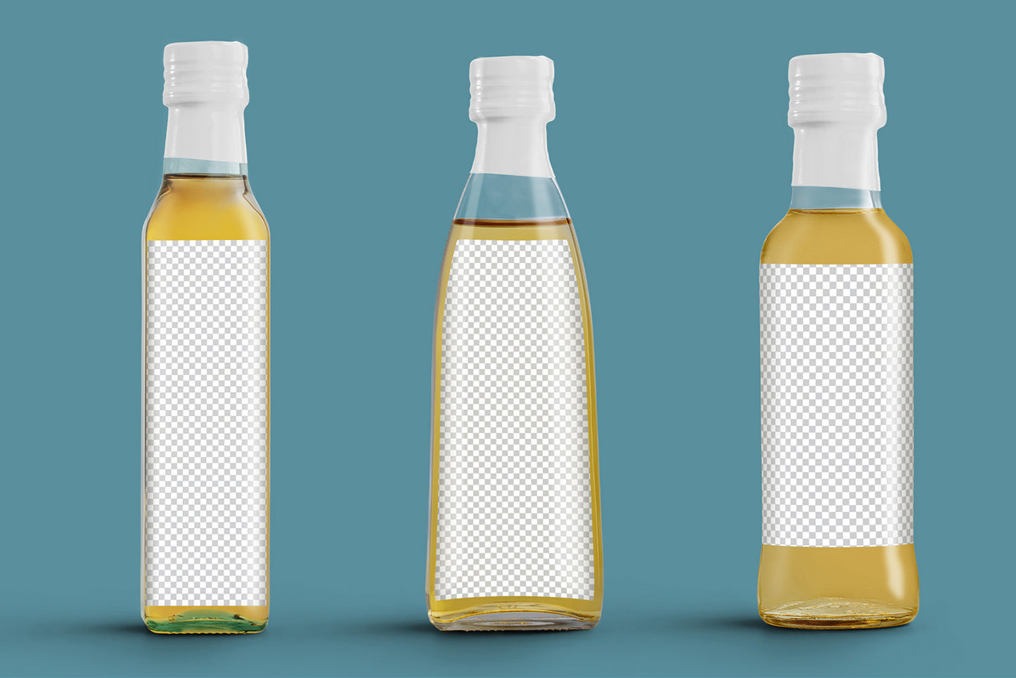 3 Mockups Glass Bottles Sunflower Oil