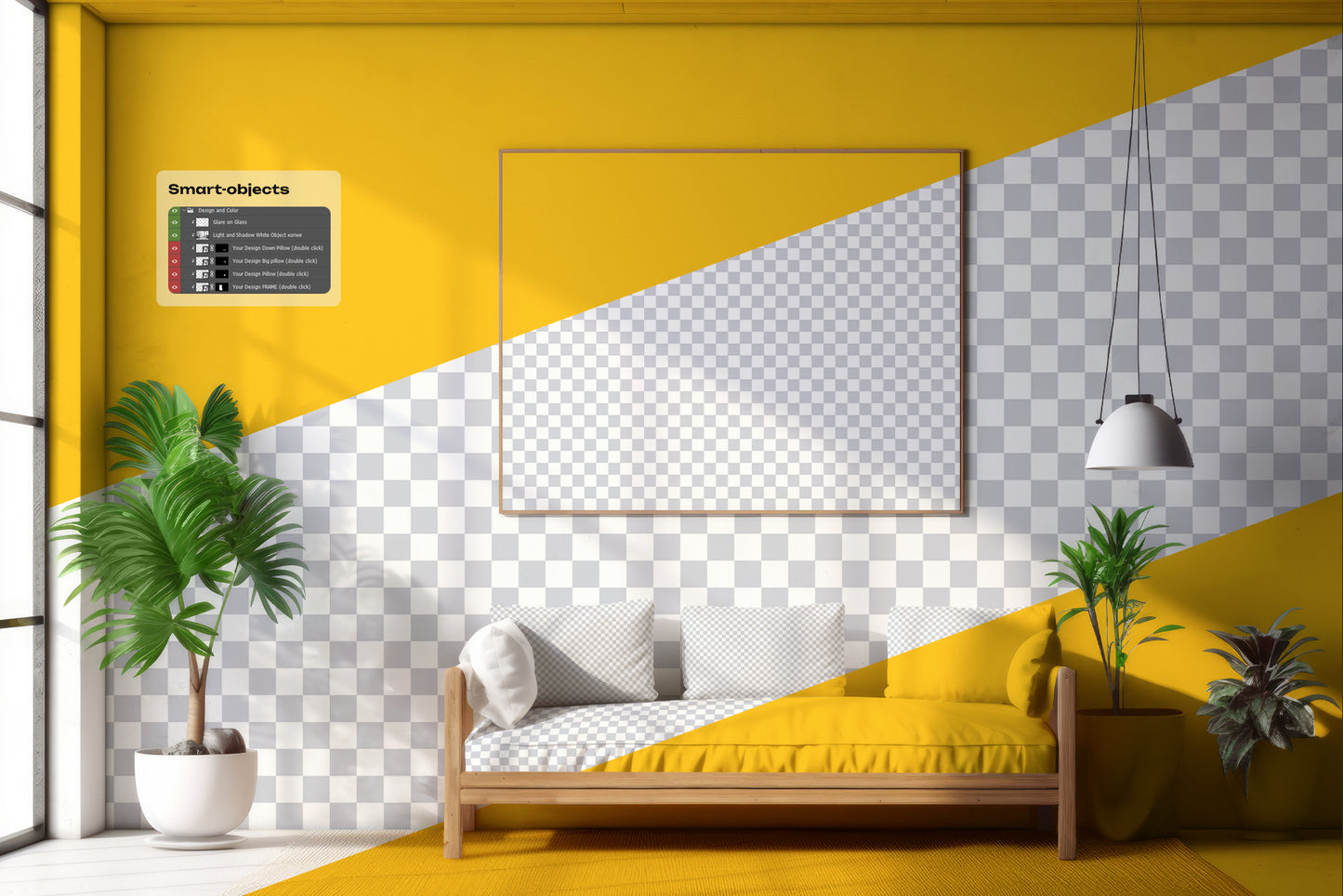 4 Mockups of Frames in the Interior. AI Generated