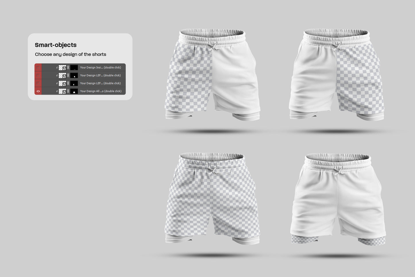 7 Men's 3D Mockups Shorts with Compression Liner