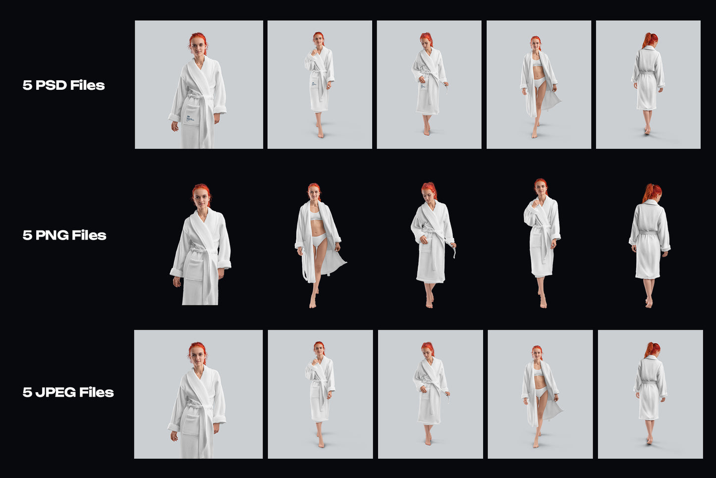 5 Mockups of a Terry Long Robe