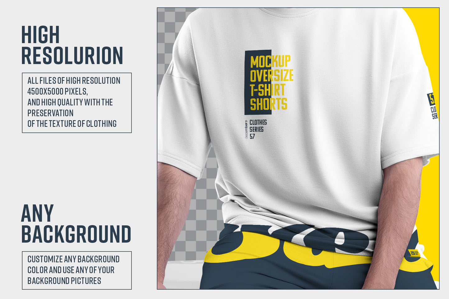 10 Mockups Oversize T-shirt and Shorts Kit on the Cube