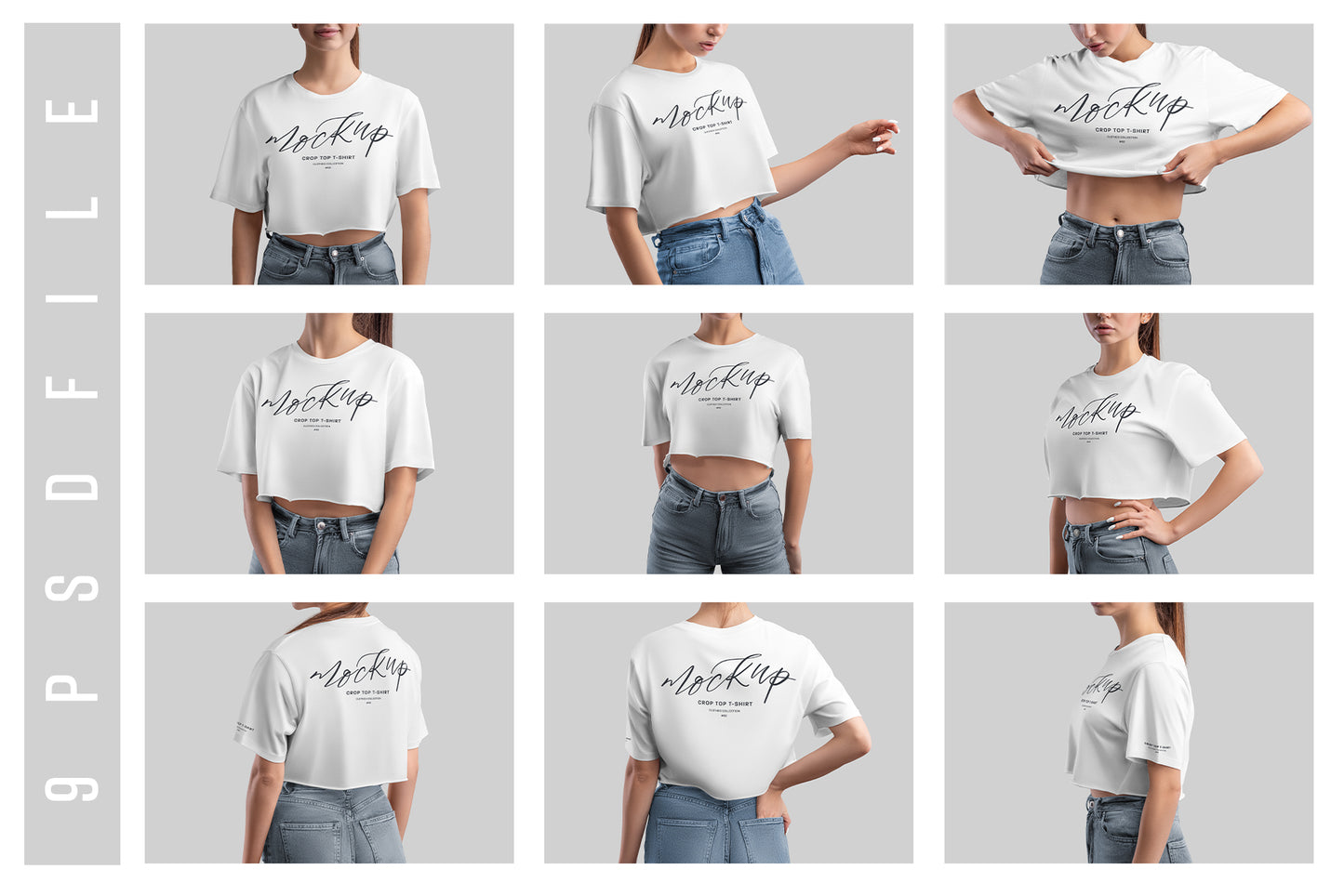 9 Mockups Crop Top Woman T-shirt