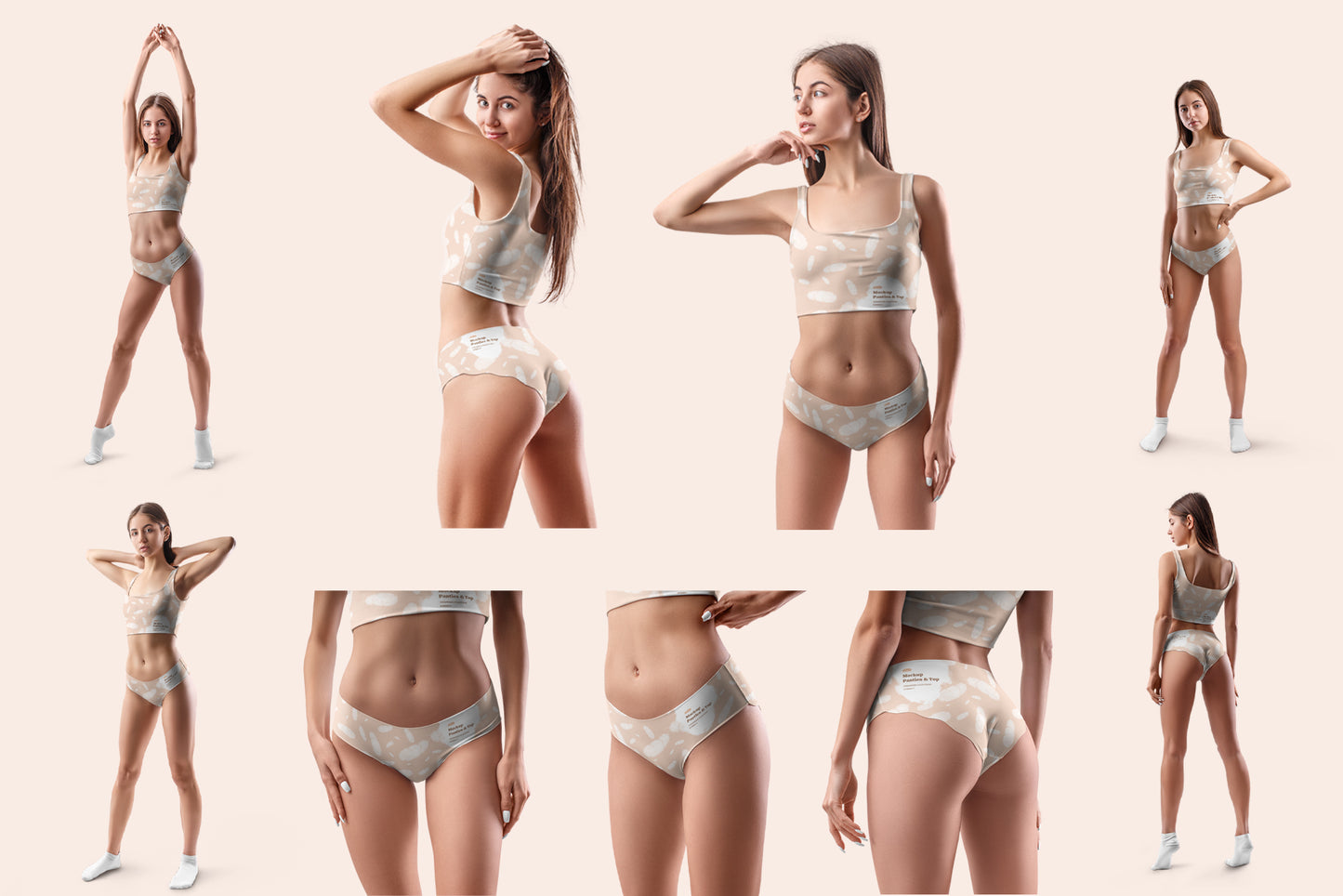 9 Mockups Woman Underwear. Top and Panties
