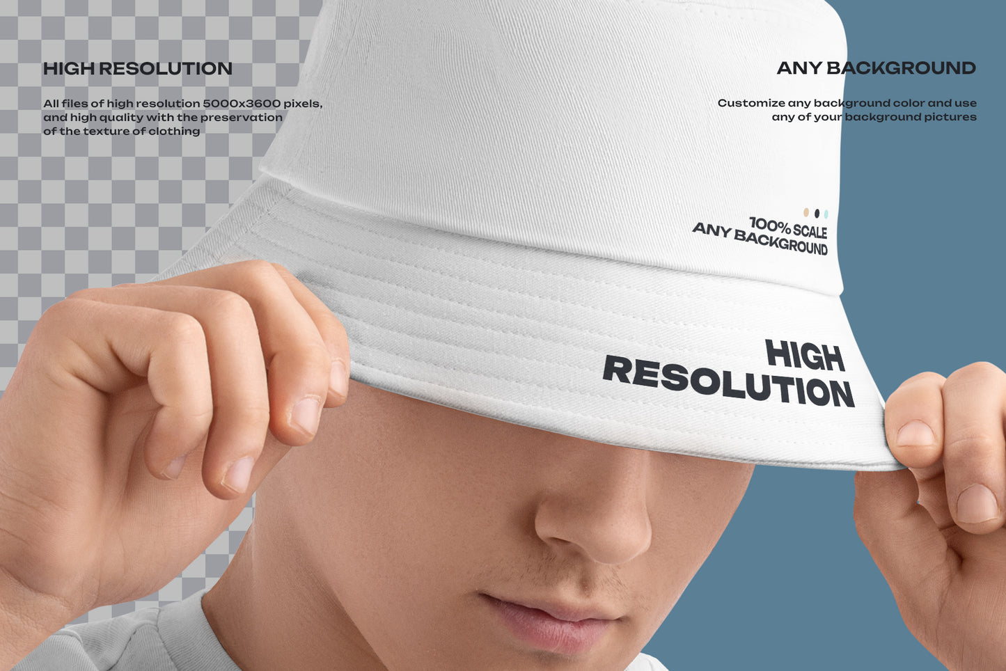 6 Mockups Bucket Hat and T-Shirt