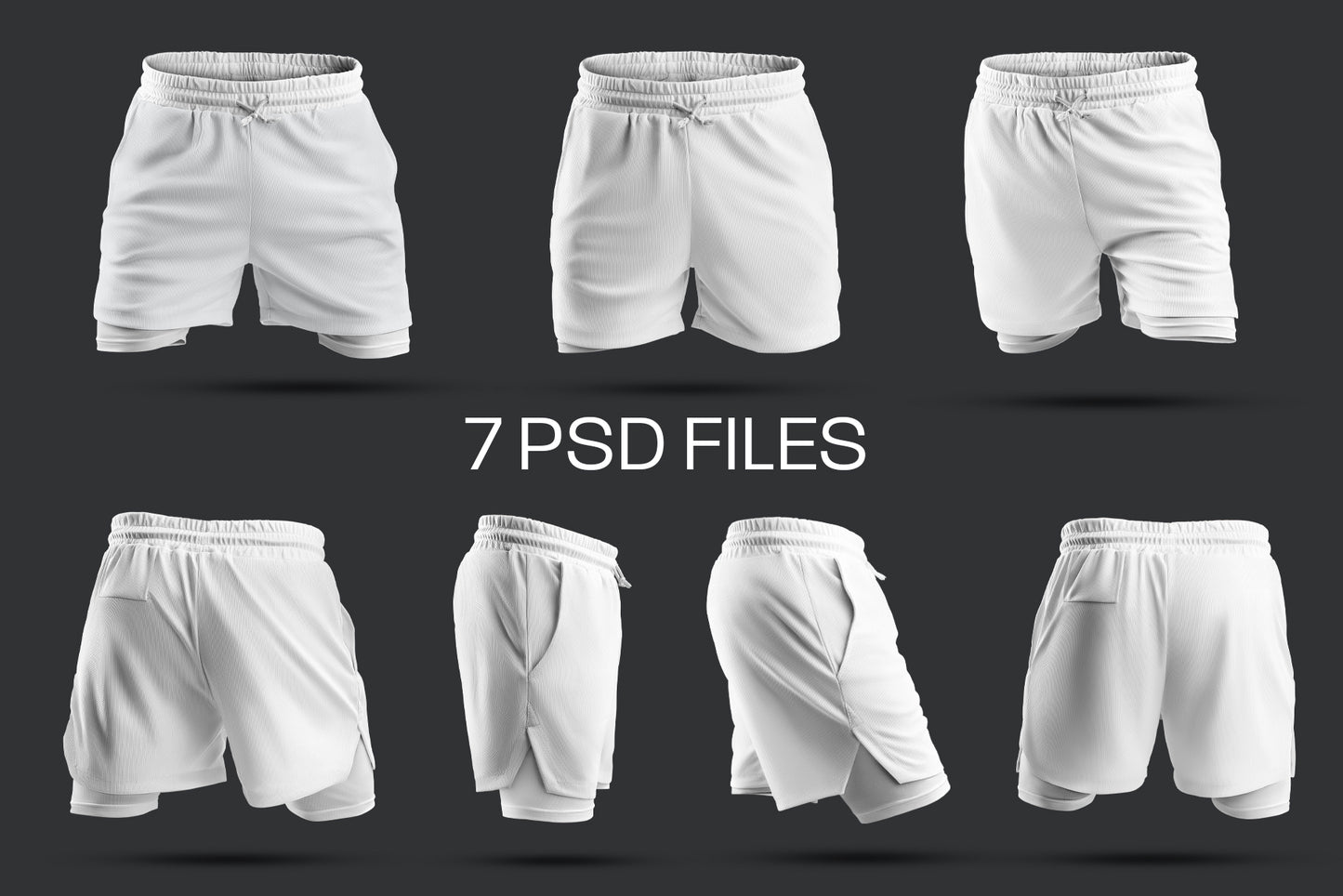 7 Men's 3D Mockups Shorts with Compression Liner