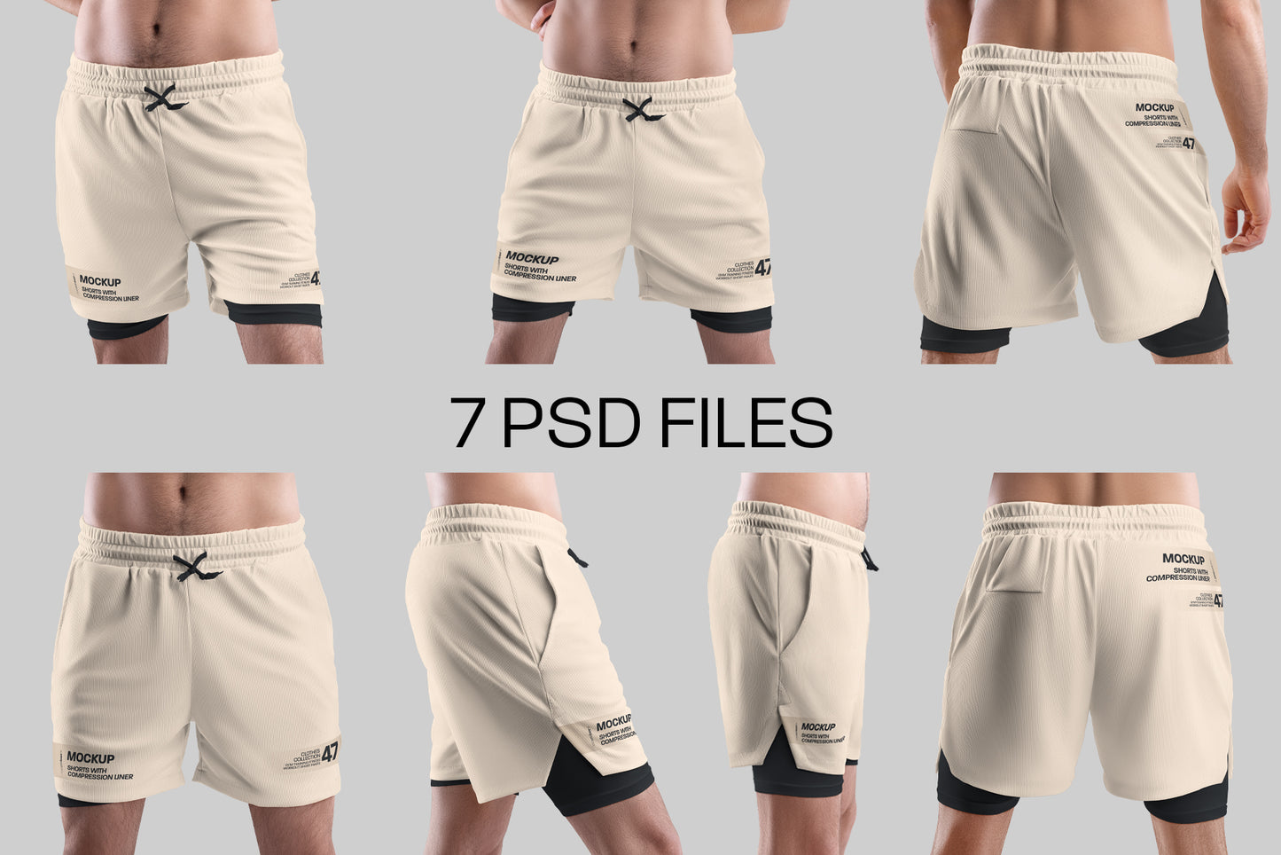 7 Men's Mockups Shorts with Compression Liner