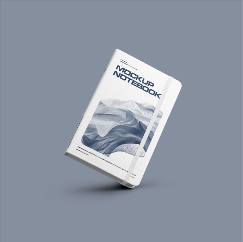 Free Mockups of Classic Notebook with Band and Hard Cover