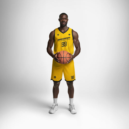 Free Basketball Jersey Mockups on a Dark-Skinned Model. Generated AI