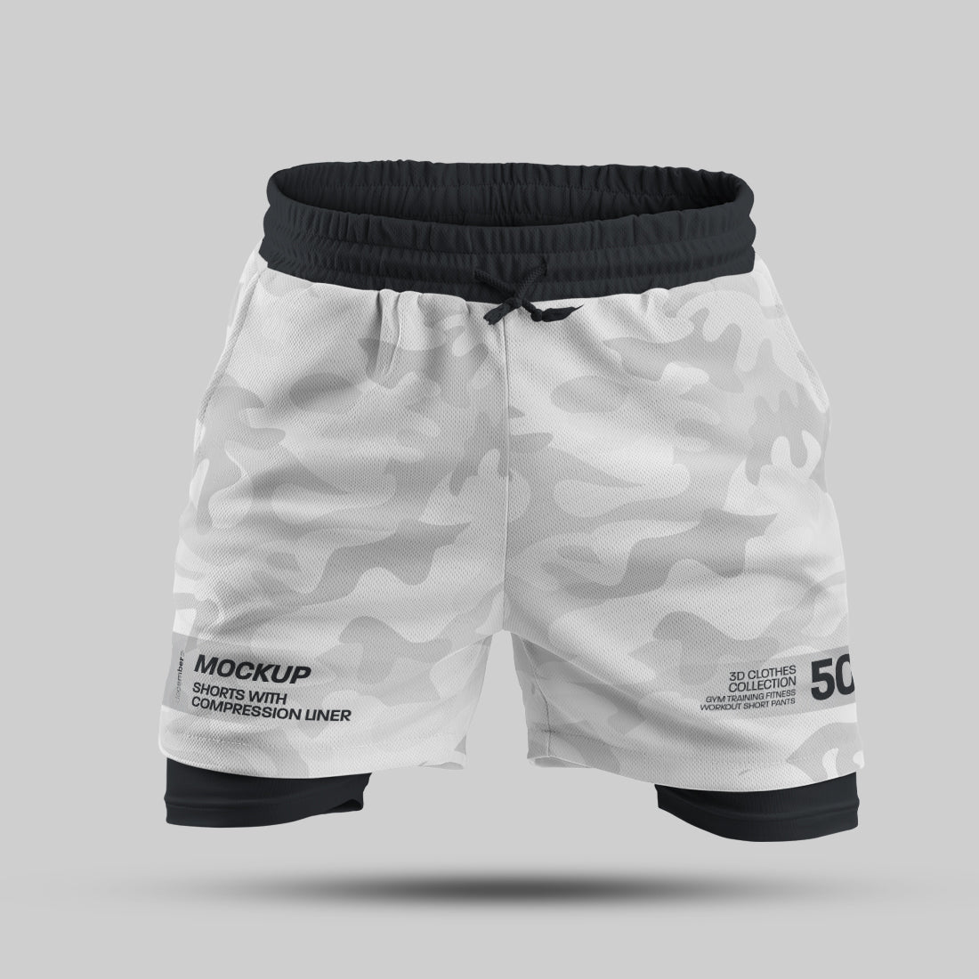 7 Men's 3D Mockups Shorts with Compression Liner