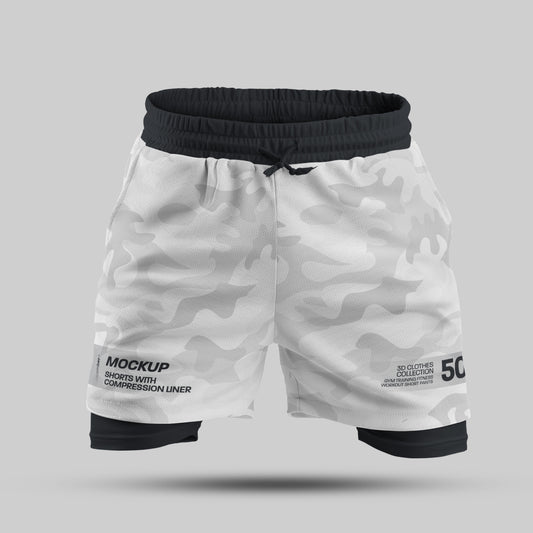 7 Men's 3D Mockups Shorts with Compression Liner
