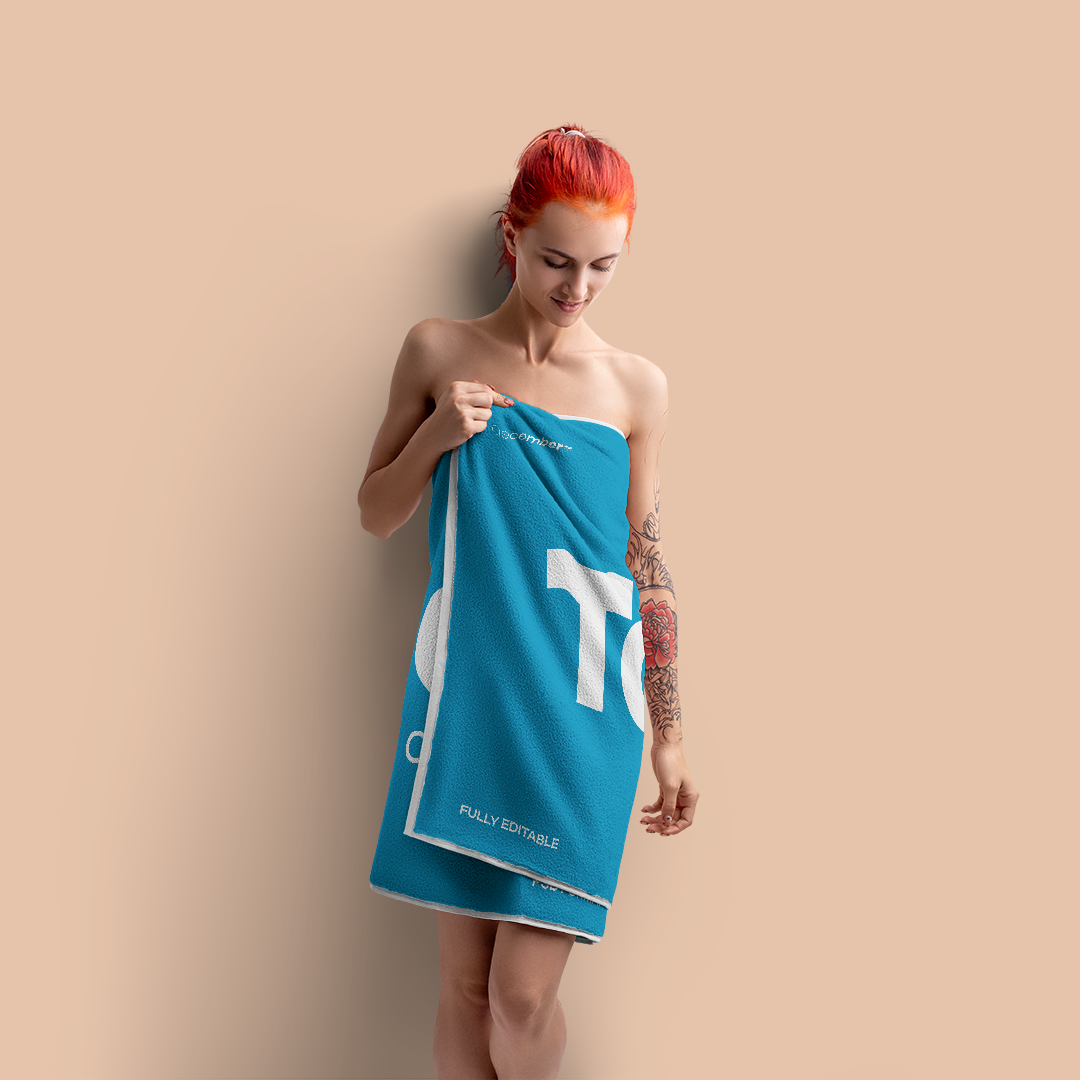 Free Mockup of a Large Bath / Beach Towel. Vol.1