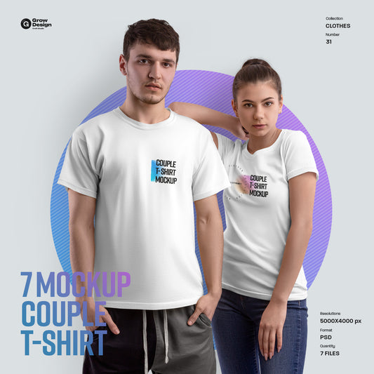 7 Mockups Couple T-Shirt