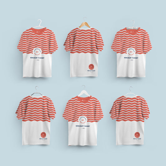 2 Mockups Oversized T-shirts On 6 Different Hangers