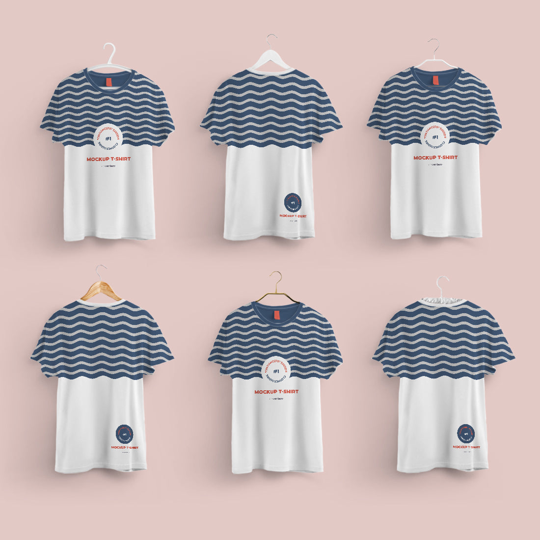 2 Mockups T-shirts With 6 Different Hangers