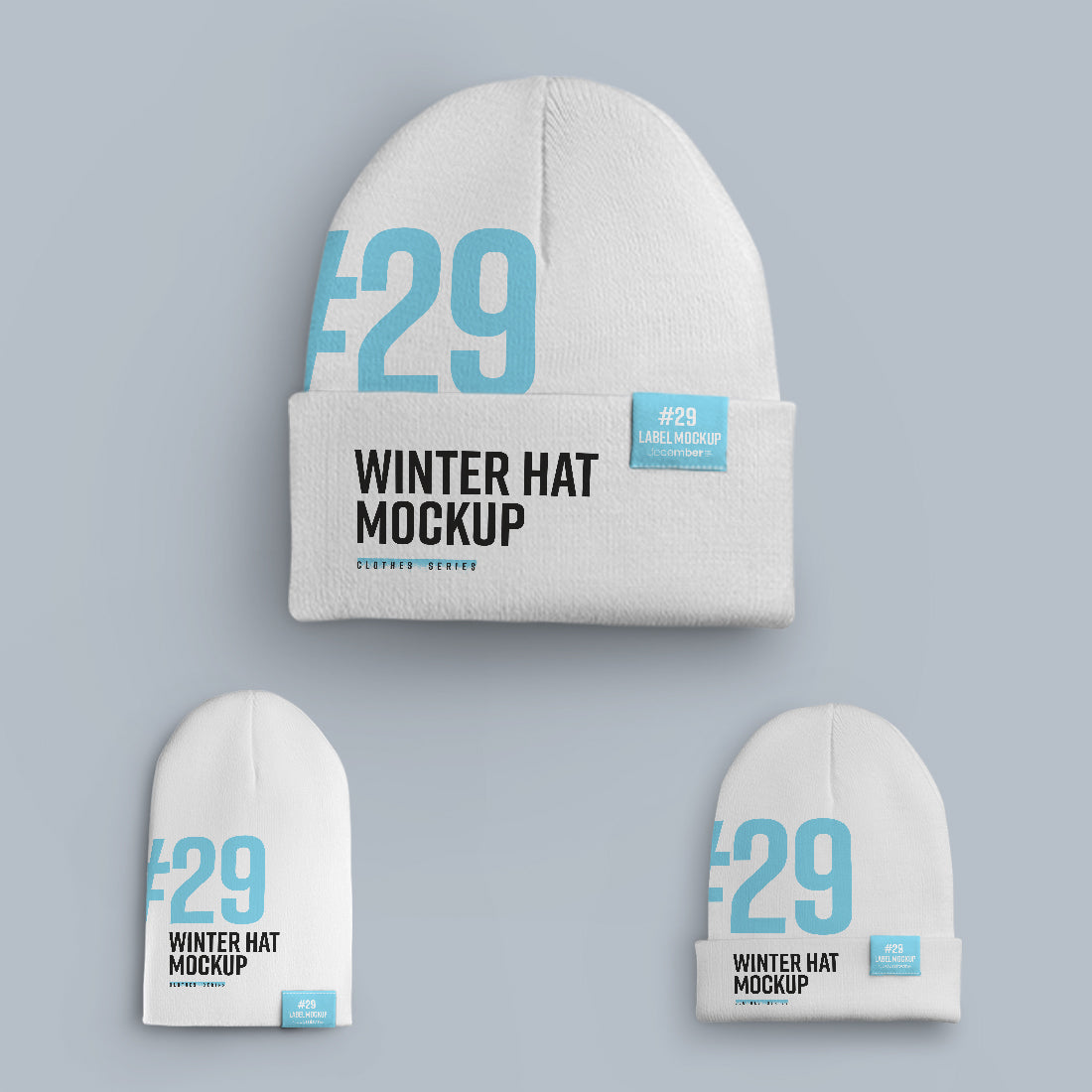 6 Mockups Winter Hat With Different Lapel
