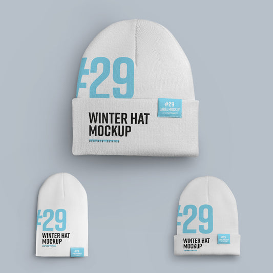 6 Mockups Winter Hat With Different Lapel