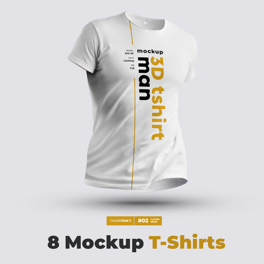 8 Mockups T-Shirts 3D Style