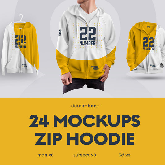 24 Zip Hoodie Mockup - Man/3D/Subjects ( Collection #5 )