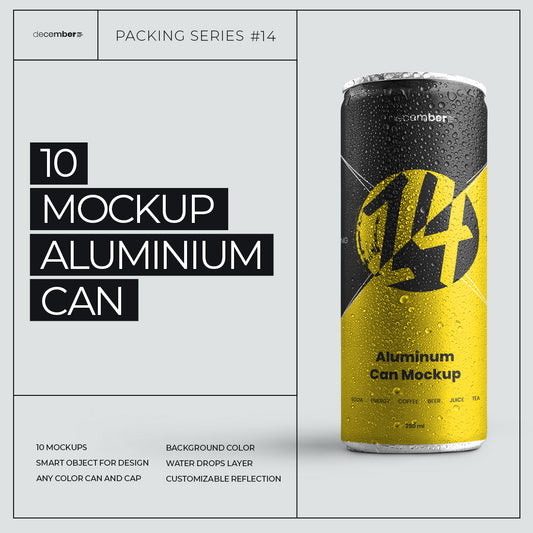 10 Mockups Aluminium Can 250 ml