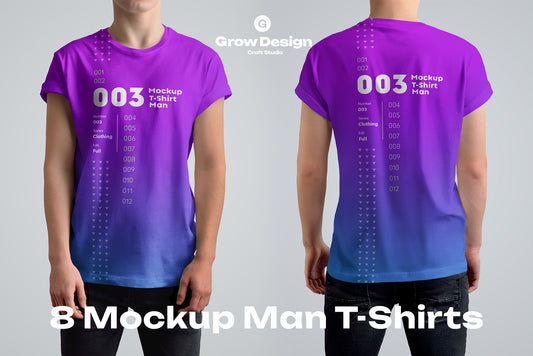 8 mockups t-shirts on the man