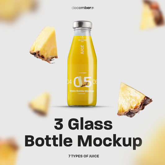 3 Mockup Glass Juice Bottle