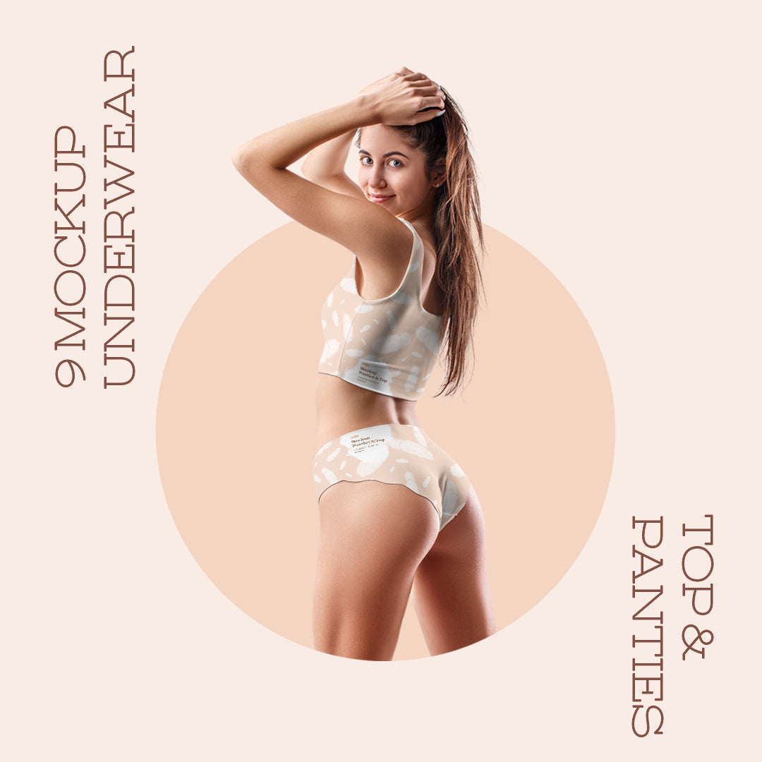 9 Mockups Woman Underwear. Top and Panties