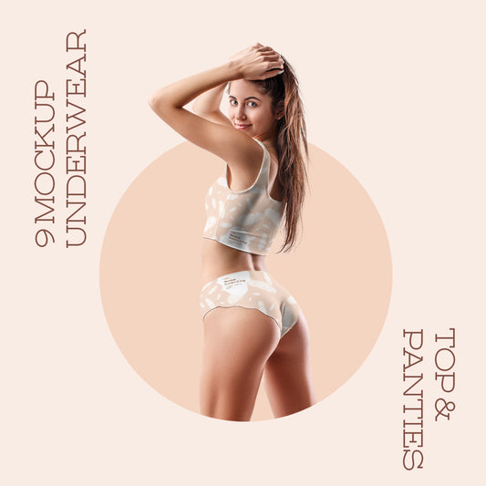 9 Mockups Woman Underwear. Top and Panties